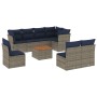 Set de sofás de jardín 9 pzas con cojines ratán sintético gris de , Conjuntos de jardín - Ref: Foro24-3256019, Precio: 639,99...
