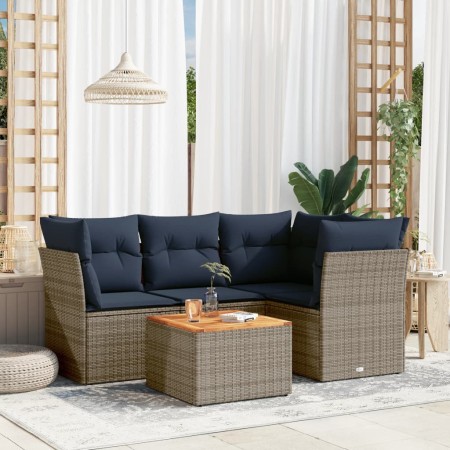 Set de sofás de jardín 5 pzas con cojines ratán sintético gris de , Conjuntos de jardín - Ref: Foro24-3255956, Precio: 370,93...
