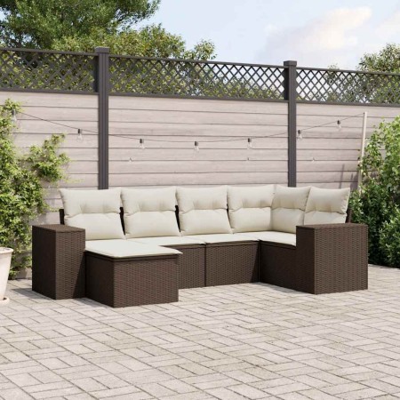 Set sofás de jardín 6 piezas y cojines ratán sintético marrón de , Conjuntos de jardín - Ref: Foro24-3222862, Precio: 417,21 ...
