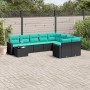 Set de sofás de jardín 10pzas con cojines ratán sintético negro de , Conjuntos de jardín - Ref: Foro24-3219447, Precio: 768,1...