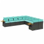 Set de sofás de jardín 10pzas con cojines ratán sintético negro de , Conjuntos de jardín - Ref: Foro24-3227191, Precio: 780,1...