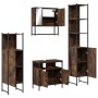 Set de muebles baño 4 pzas madera contrachapada roble ahumado de , Muebles de baño - Ref: Foro24-3214707, Precio: 235,88 €, D...