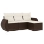 Set de sofás de jardín 4 pzas y cojines ratán sintético marrón de , Conjuntos de jardín - Ref: Foro24-3253610, Precio: 283,76...