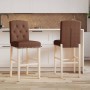 Taburetes altos 2 uds madera maciza de caucho y tela de , Taburetes de cocina - Ref: Foro24-4006203, Precio: 86,55 €, Descuen...