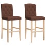 Taburetes altos 2 uds madera maciza de caucho y tela de , Taburetes de cocina - Ref: Foro24-4006203, Precio: 86,55 €, Descuen...