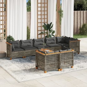 Set de muebles de jardín 9 pzas y cojines ratán sintético gris en Conjuntos de jardín | Comprar online en Foru.es