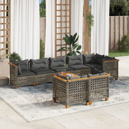 Set de muebles de jardín 9 pzas y cojines ratán sintético gris en Conjuntos de jardín | Comprar online en Foru.es