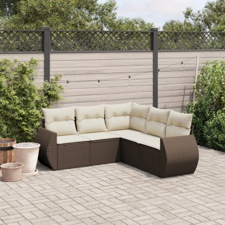 Set comedor de jardín 5 piezas y cojines ratán sintético marrón de , Conjuntos de jardín - Ref: Foro24-3221352, Precio: 356,3...