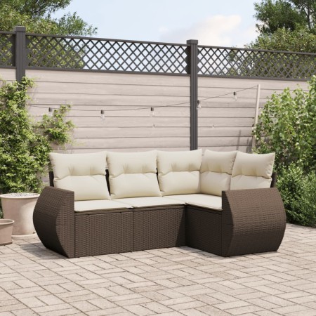 Set de sofás de jardín 4 pzas y cojines ratán sintético marrón de , Conjuntos de jardín - Ref: Foro24-3221312, Precio: 313,37...