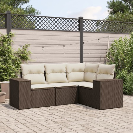 Set de sofás de jardín 4 pzas y cojines ratán sintético marrón de , Sofás modulares de exterior - Ref: Foro24-3222512, Precio...