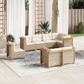 Set de sofás de jardín y cojines 8 piezas ratán sintético beige en Conjuntos de jardín | Comprar online en Foru.es