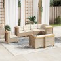 Set de sofás de jardín y cojines 8 piezas ratán sintético beige en Conjuntos de jardín | Comprar online en Foru.es