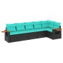 Set de sofás de jardín 6 pzas con cojines ratán sintético negro de , Conjuntos de jardín - Ref: Foro24-3226827, Precio: 495,6...