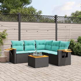 Set de sofás de jardín 6 pzas con cojines ratán sintético negro de , Conjuntos de jardín - Ref: Foro24-3226806, Precio: 476,1...