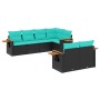 Set de sofás de jardín 7 pzas con cojines ratán sintético negro de , Conjuntos de jardín - Ref: Foro24-3226981, Precio: 619,9...