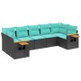 Set de sofás de jardín 7 pzas con cojines ratán sintético negro de , Conjuntos de jardín - Ref: Foro24-3227107, Precio: 592,8...