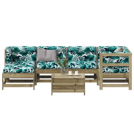 Juego de muebles jardín 7 pzas y cojines madera pino impregnada de , Conjuntos de jardín - Ref: Foro24-3250915, Precio: 728,3...