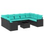 Set de sofás de jardín 10pzas con cojines ratán sintético negro de , Conjuntos de jardín - Ref: Foro24-3219397, Precio: 768,1...
