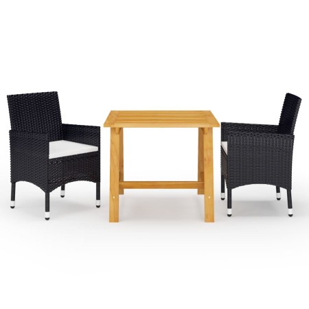 Juego de comedor de jardín 3 piezas con cojines negro de , Conjuntos de jardín - Ref: Foro24-3095890, Precio: 242,34 €, Descu...