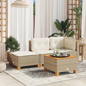 Taburete de jardín y cojín ratán sintético beige 63,5x56x32 cm de , Otomanas de exterior - Ref: Foro24-365913, Precio: 64,54 ...