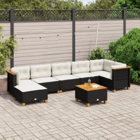 Set de sofás de jardín y cojines 8 piezas ratán sintético negro en Conjuntos de jardín | Comprar online en Foru.es