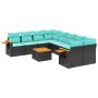 Set de sofás de jardín 9 pzas con cojines ratán sintético negro de , Conjuntos de jardín - Ref: Foro24-3226666, Precio: 699,5...