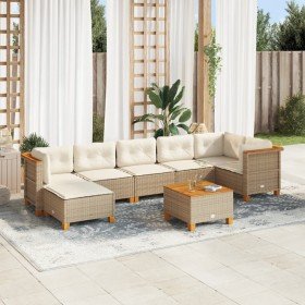 Set de sofás de jardín y cojines 8 piezas ratán sintético beige en Conjuntos de jardín | Comprar online en Foru.es