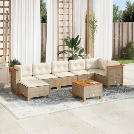 Set de sofás de jardín y cojines 8 piezas ratán sintético beige en Conjuntos de jardín | Comprar online en Foru.es