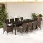 Set comedor jardín 11 pzas con cojines ratán PE vidrio marrón de , Conjuntos de jardín - Ref: Foro24-3278590, Precio: 848,25 ...
