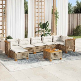 Set de sofás de jardín y cojines 8 piezas ratán sintético beige en Conjuntos de jardín | Comprar online en Foru.es