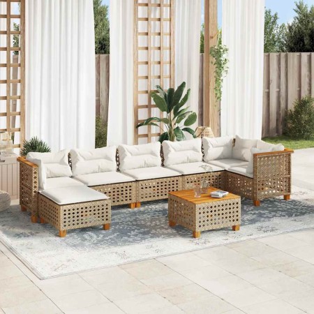 Set de sofás de jardín y cojines 8 piezas ratán sintético beige en Conjuntos de jardín | Comprar online en Foru.es