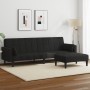 Sofá cama de 2 plazas con taburete tela negro de , Sofás - Ref: Foro24-3258125, Precio: 343,23 €, Descuento: %