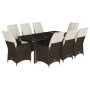 Set comedor para jardín 9 pzas y cojines ratán sintético marrón de , Conjuntos de jardín - Ref: Foro24-3276775, Precio: 1,00 ...