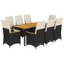Set de comedor de jardín 9 pzas y cojines ratán sintético negro de , Conjuntos de jardín - Ref: Foro24-3276838, Precio: 1,00 ...