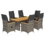 Set comedor jardín 7 pzas y cojines ratán sintético gris de , Conjuntos de jardín - Ref: Foro24-3276852, Precio: 813,27 €, De...