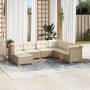 Set sofás de jardín 7 piezas y cojines ratán sintético beige en Conjuntos de jardín | Comprar online en Foru.es