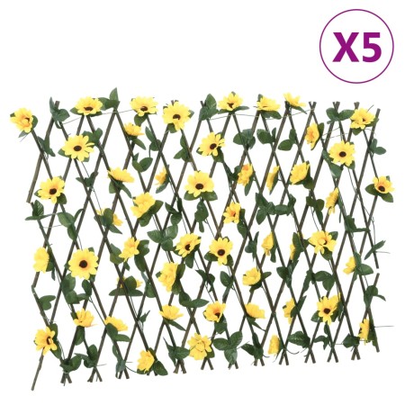 Enrejado expansible hiedra artificial amarillo 5 uds 180x60 cm de , Paneles de vallas - Ref: Foro24-366599, Precio: 81,02 €, ...