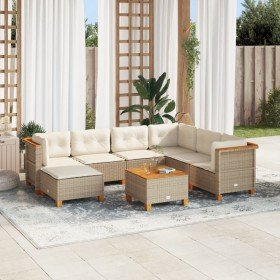 Set de sofás de jardín y cojines 8 piezas ratán sintético beige en Conjuntos de jardín | Comprar online en Foru.es