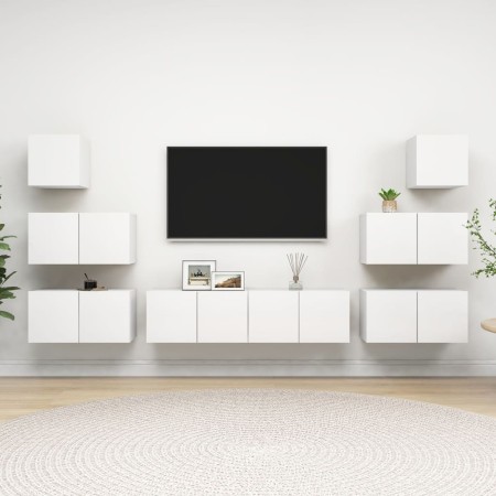 Set de mueble para TV de 8 piezas madera contrachapada blanco de , Muebles TV - Ref: Foro24-3078714, Precio: 216,52 €, Descue...