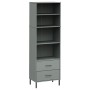 Librería con 2 cajones OSLO madera maciza gris 60x35x180 cm de , Librerías y estanterías - Ref: Foro24-351007, Precio: 203,85...