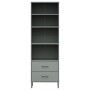 Librería con 2 cajones OSLO madera maciza gris 60x35x180 cm de , Librerías y estanterías - Ref: Foro24-351007, Precio: 203,85...