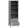 Librería con 2 cajones OSLO madera maciza gris 60x35x180 cm de , Librerías y estanterías - Ref: Foro24-351007, Precio: 203,85...