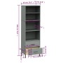 Librería con 2 cajones OSLO madera maciza gris 60x35x180 cm de , Librerías y estanterías - Ref: Foro24-351007, Precio: 203,85...