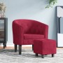 Sillón con taburete terciopelo rojo tinto de , Sillones - Ref: Foro24-356483, Precio: 169,44 €, Descuento: %