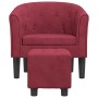 Sillón con taburete terciopelo rojo tinto de , Sillones - Ref: Foro24-356483, Precio: 169,44 €, Descuento: %