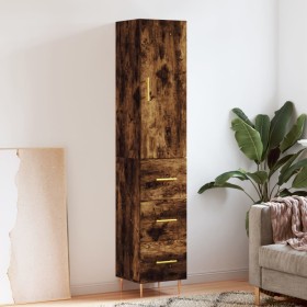 Aparador de madera contrachapada roble ahumado 34,5x34x180 cm de , Aparadores - Ref: Foro24-3198846, Precio: 112,60 €, Descue...
