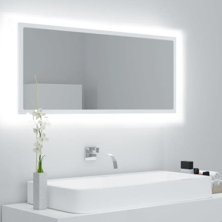 Espejo de baño LED acrílico blanco 100x8,5x37 cm de vidaXL, Tocadores de baño - Ref: Foro24-804940, Precio: 65,32 €, Descuent...