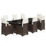 Set de mesa y sillas jardín 9 piezas y cojines ratán PE marrón de , Conjuntos de jardín - Ref: Foro24-3277283, Precio: 1,00 €...