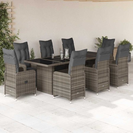 Mesita y sillas jardín 9 piezas y cojines ratán sintético gris de , Conjuntos de jardín - Ref: Foro24-3277295, Precio: 1,00 €...