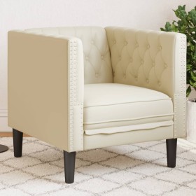 Sillón Chesterfield de cuero artificial blanco crema de , Sofás - Ref: Foro24-372653, Precio: 163,04 €, Descuento: %